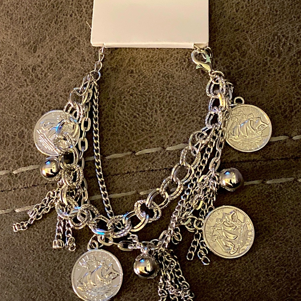 Coin charm bracelet